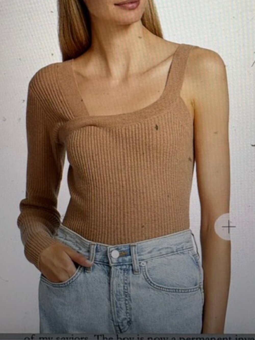 Naadam Wool Cashmere Asymmertrical One Sleeve Sweater, Beige, Size XS, NWT, $285